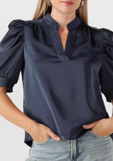Donkerblauwe NEO NOIR Blouses ROELLA HEAVY SATEEN BLOUSE - large