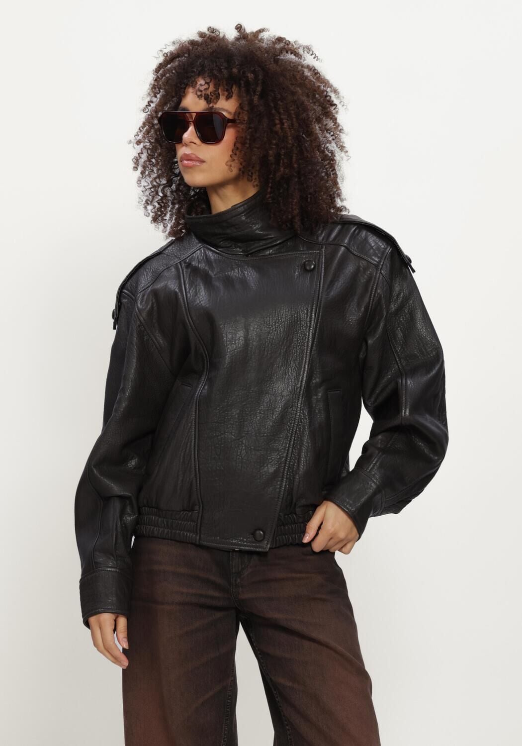 Zwarte IBANA Leren jas JOZINE - large