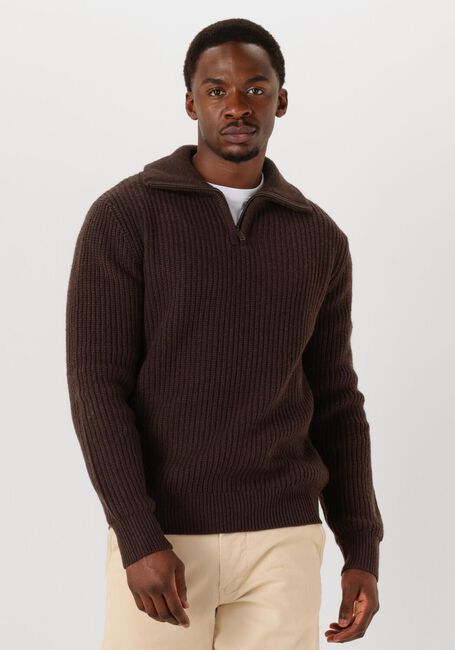 Bruine SELECTED MEN Trui SLHLAND LS KNIT HALF ZIP - large