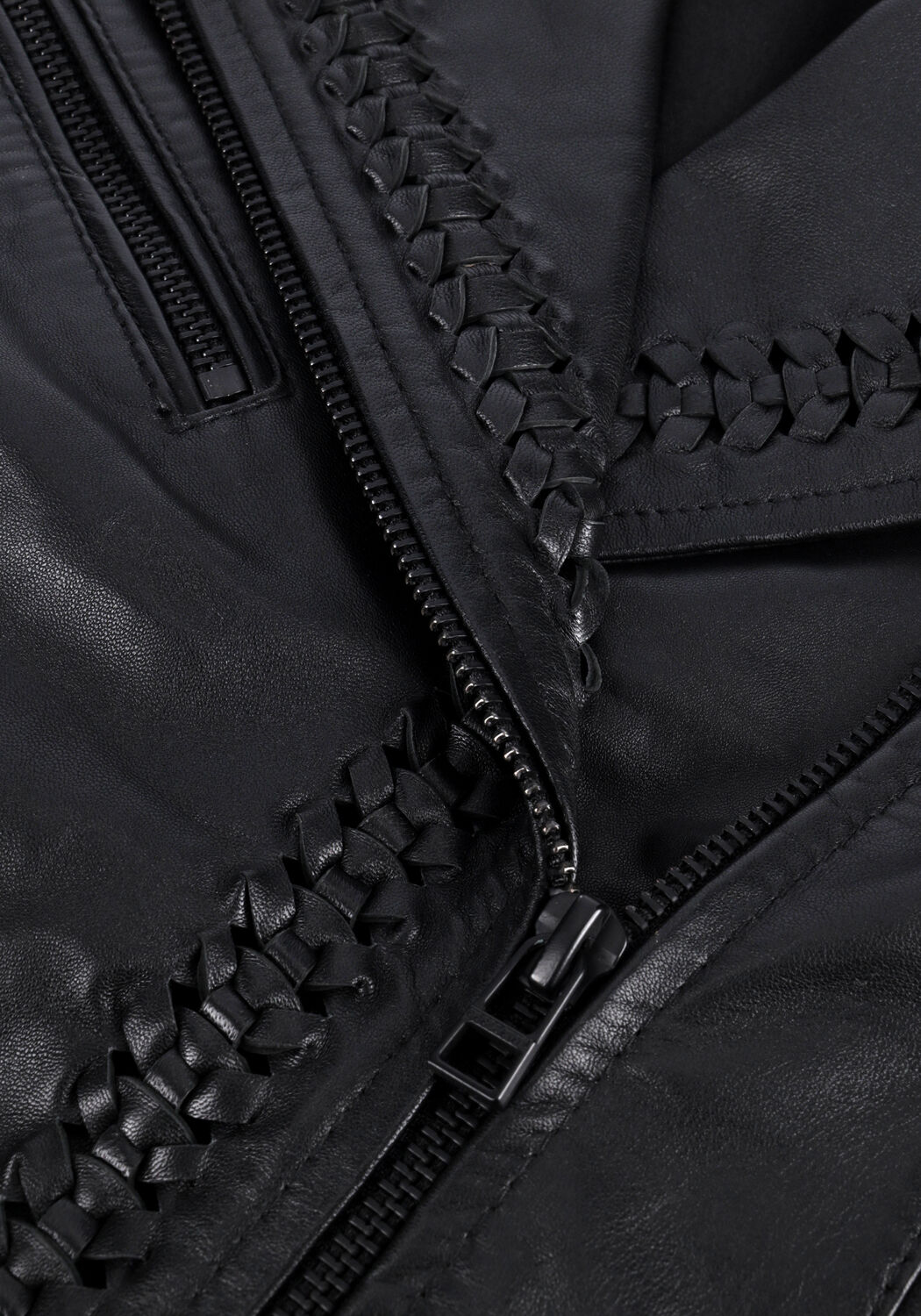 Zwarte GOOSECRAFT Leren jas JADE BRAIDED - large