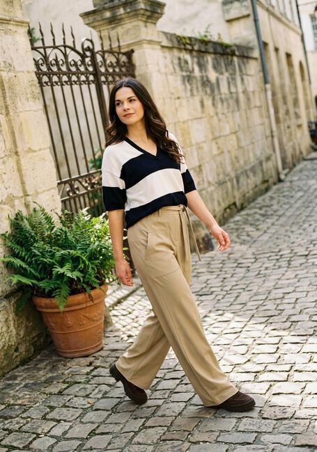 Beige PENN & INK Wijde broek TROUSERS - large