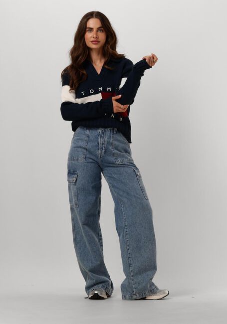 Blauwe TOMMY JEANS Trui TJW RWB FLAG RUGBY SWEATER - large