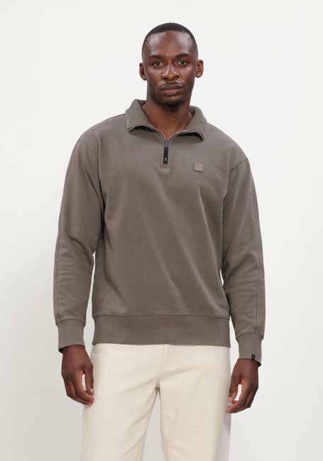 Taupe BUTCHER OF BLUE Trui ARMY SWEAT HALF ZIP - large