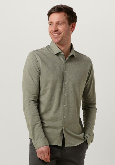 Olijf CAST IRON Casual overhemd LONG SLEEVE SHIRT CF JERSEY PIQUE TEC - large