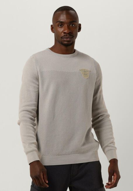Grijze PME LEGEND Trui R-NECK COTTON PLATED - large