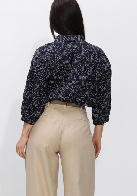 Donkerblauwe JANSEN AMSTERDAM Blouses NURIA BLOUSE WPT 761 3/4 SLEEVE WIDE FIT - large