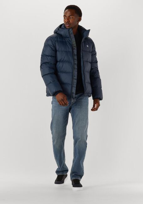 Blauwe CALVIN KLEIN Gewatteerde jas LS NYLON ZIP OFF HOOD DOWN PURRFER - large