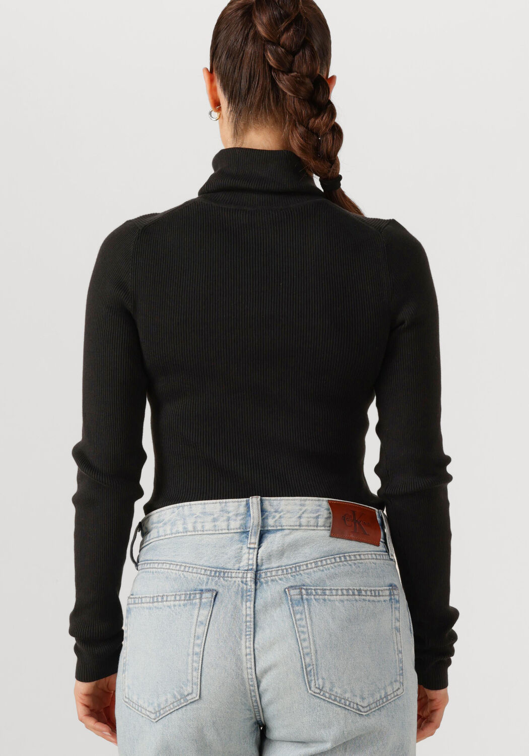 CALVIN KLEIN Dames Truien & Vesten Woven Label Roll Neck Zwart
