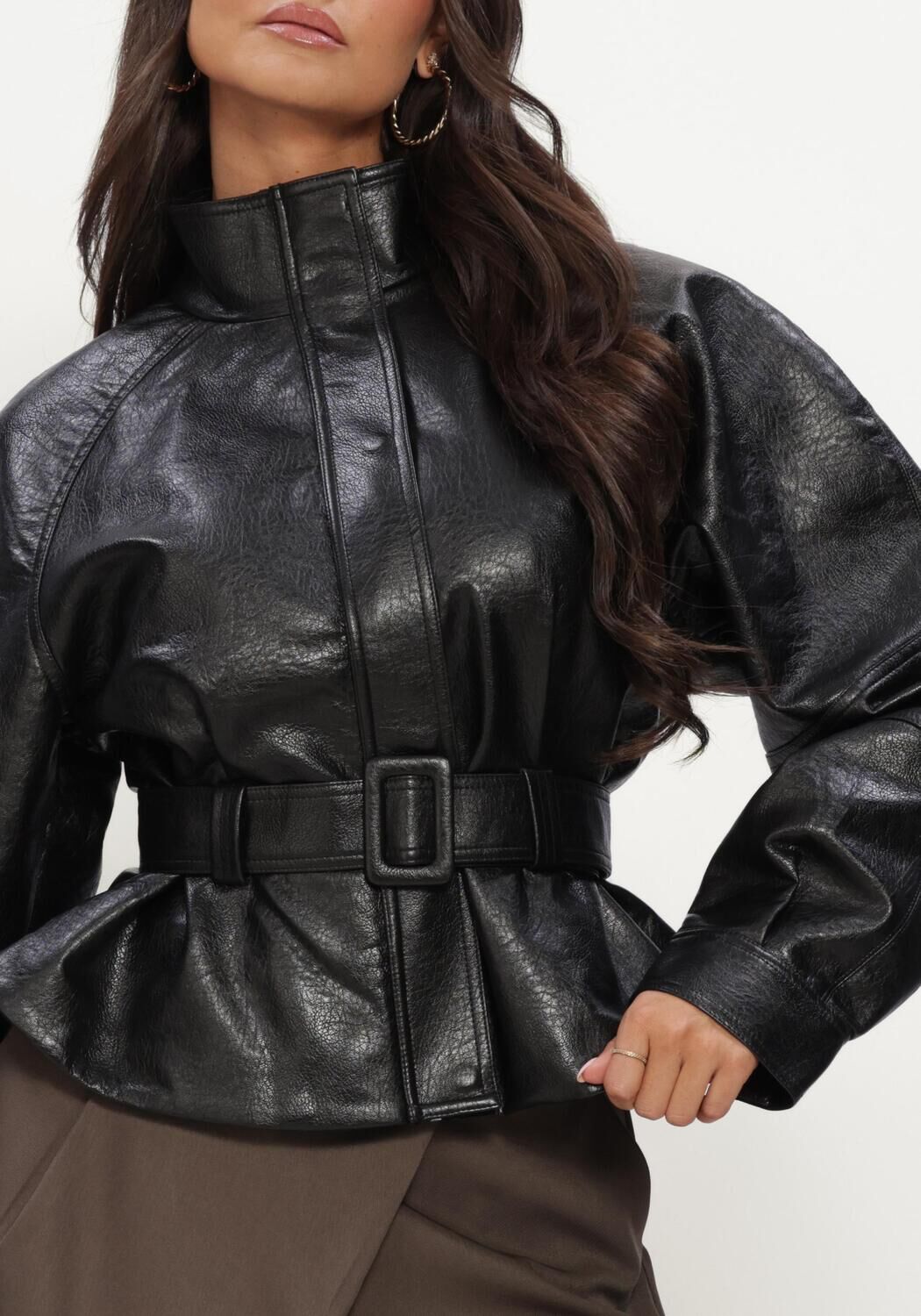 Zwarte NEO NOIR Leren jas JACLYN FAUX LEATHER JACKET - large
