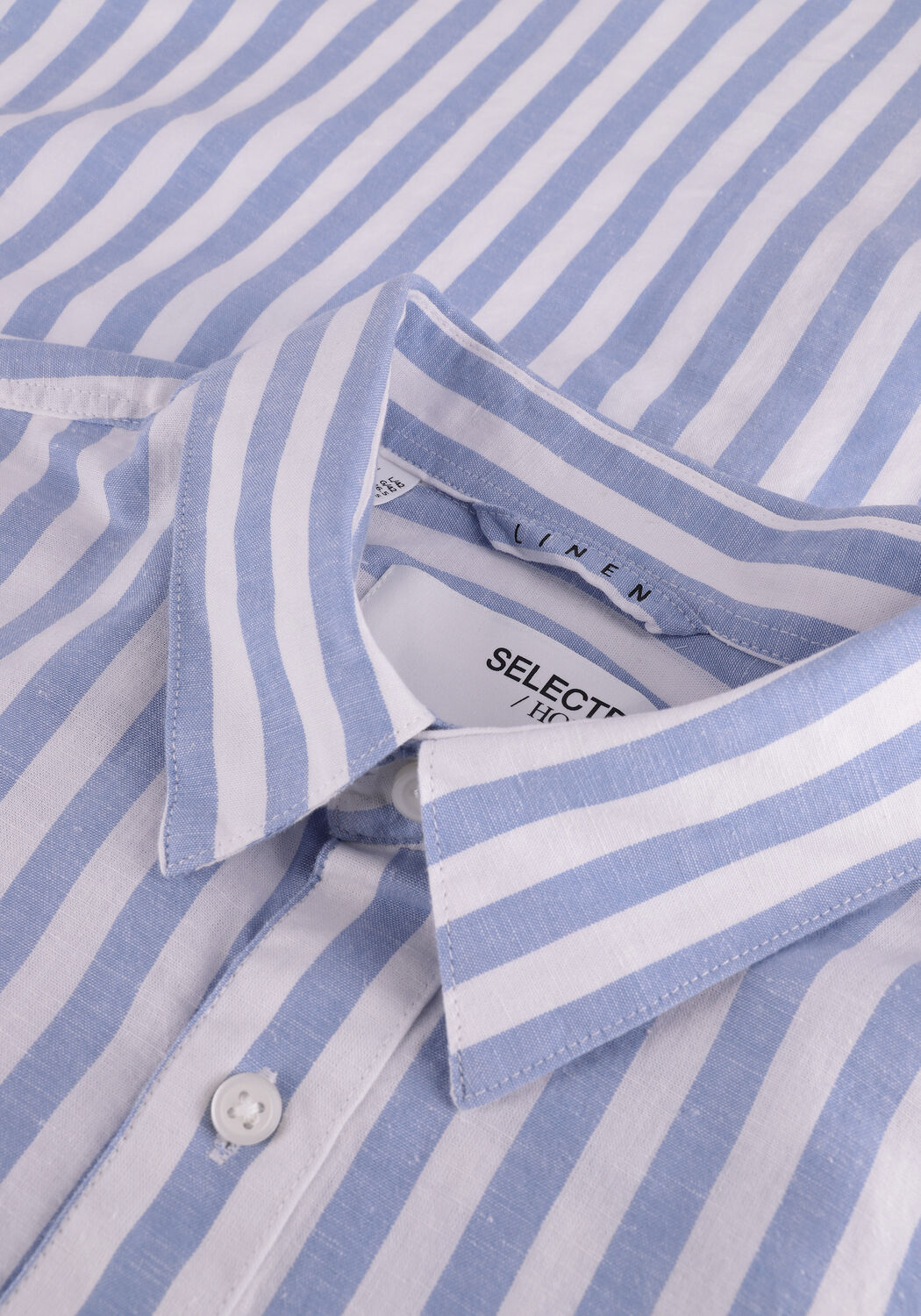 Blauwe SELECTED MEN Casual overhemd SLHSLIMNEW-LINEN SHIRT SS CLASSIC W - large