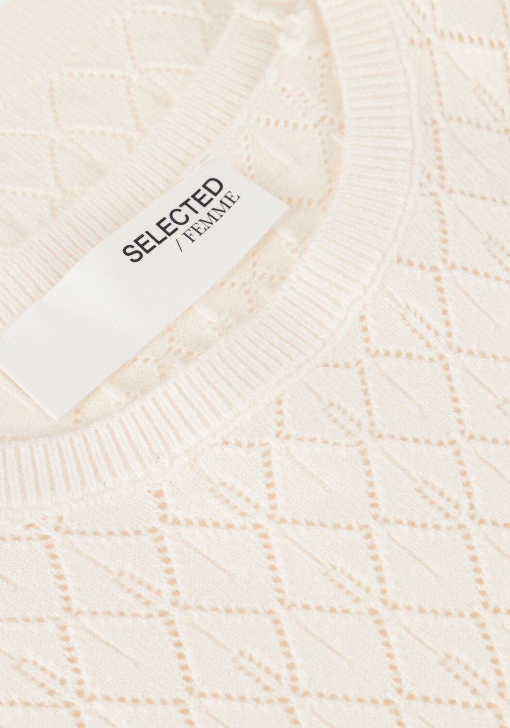 Gebroken wit SELECTED WOMEN Top SLFHELEN 2/4 KNIT BOAT NECK - large