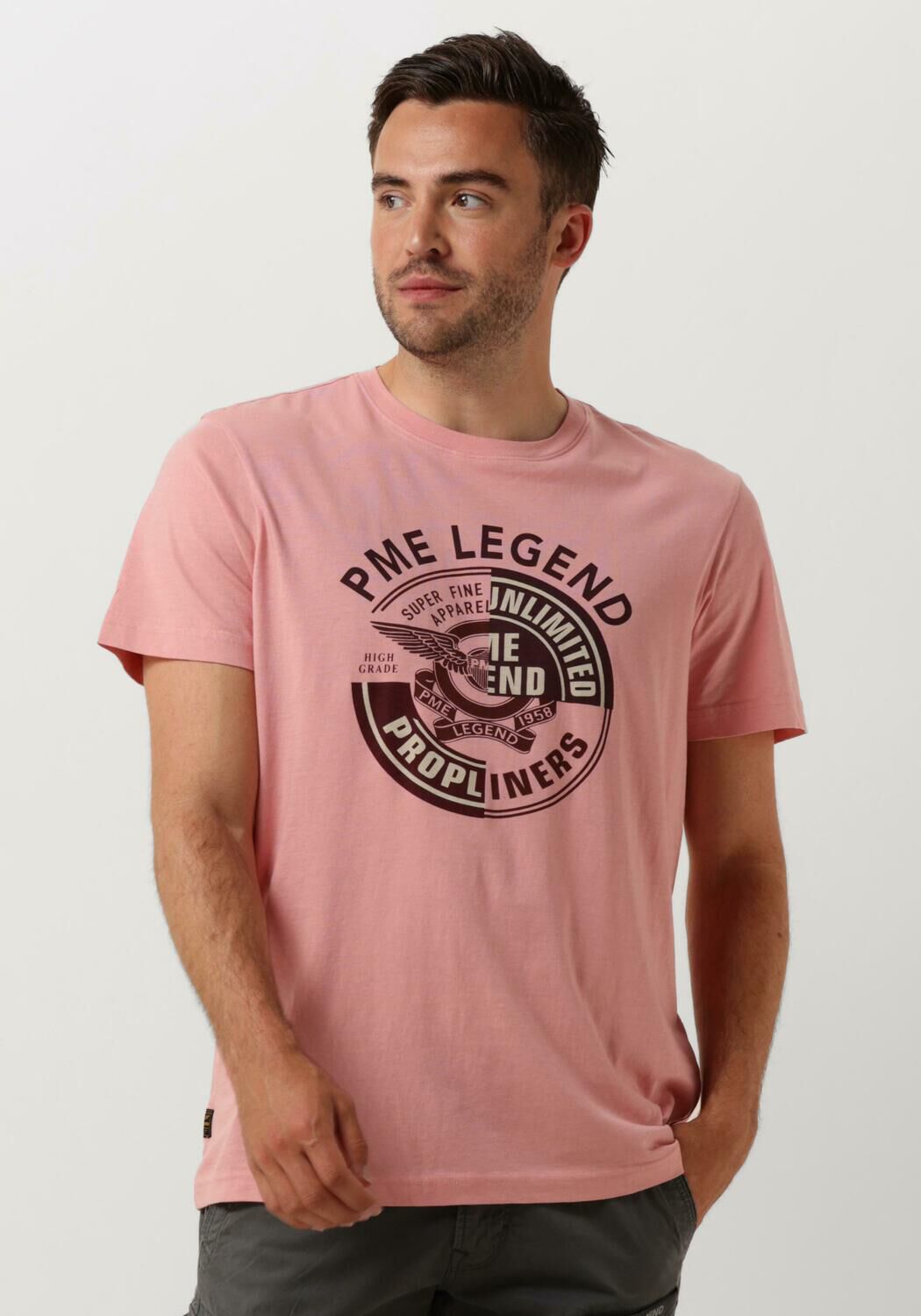 PME LEGEND Heren Polo's & T-shirts Short Sleeve R-neck Single Jersey Lw Play Roze