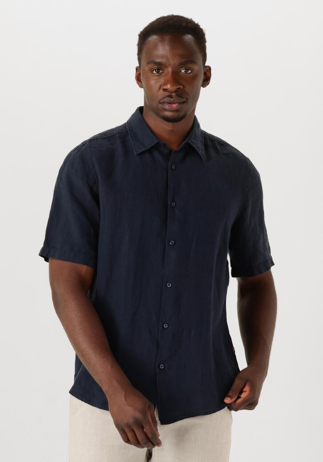 Boss Orange Regular fit linnen overhemd met 1 2-mouwen model 'Rash'