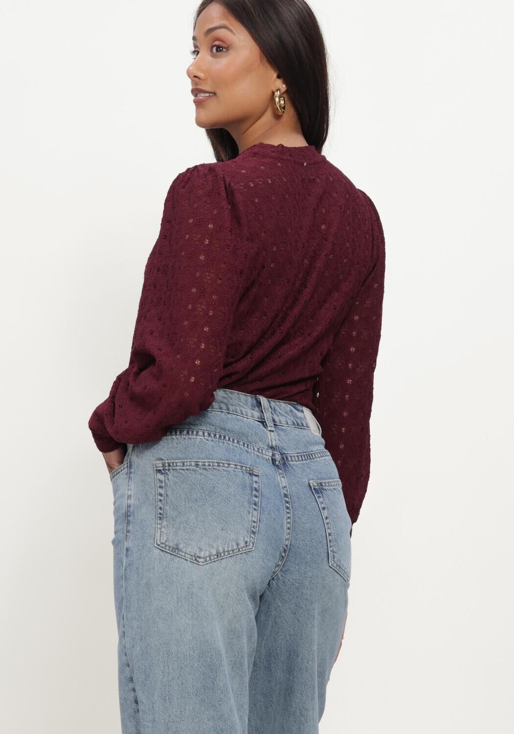 Bordeaux OBJECT Trui OBJLAILA L/S RE TOP NOOS - large