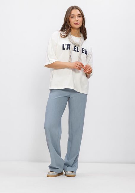 Blauwe SELECTED WOMEN Wijde broek SLFRITA MW WIDE PANT MEL - large