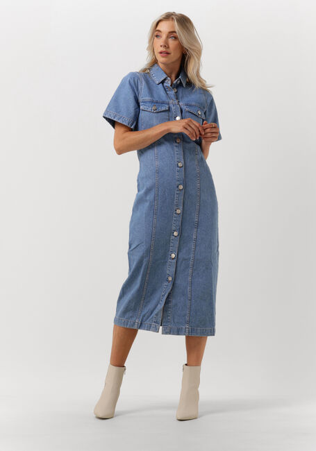 Blauwe ENVII Midi jurk ENMASS SS DRESS 6863 - large