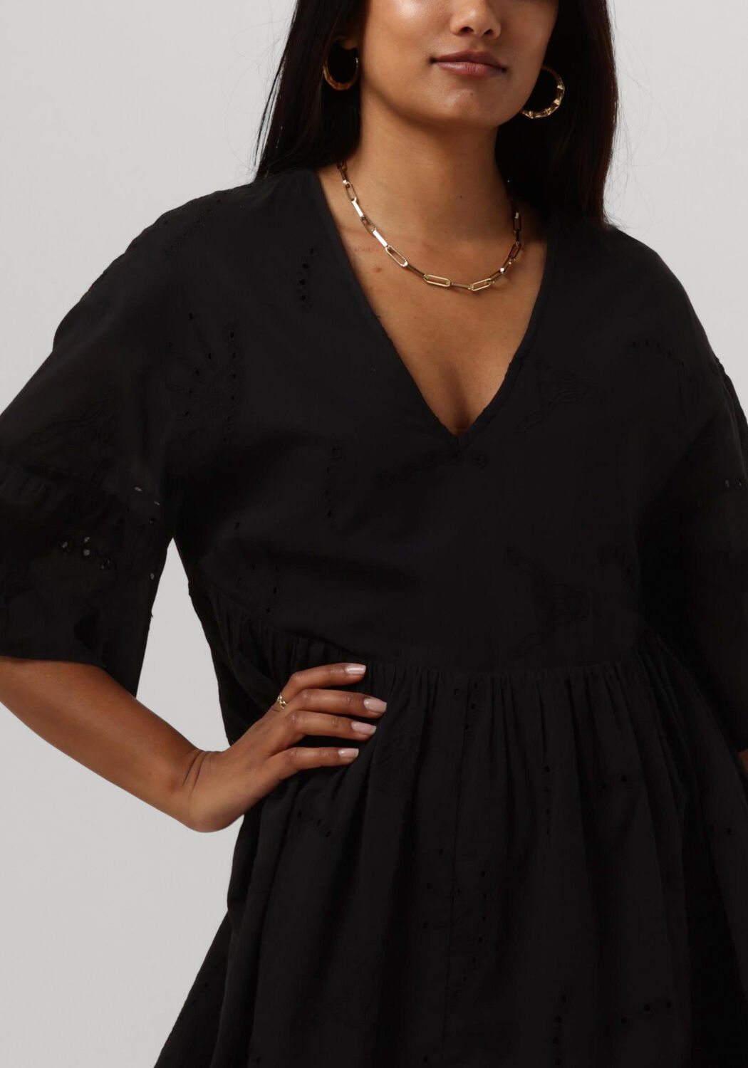 zwarte alix the label mini jurk ladies woven broderie a line dress
