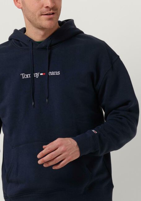 Donkerblauwe TOMMY JEANS Sweater TJM REG LINEAR HOODIE - large