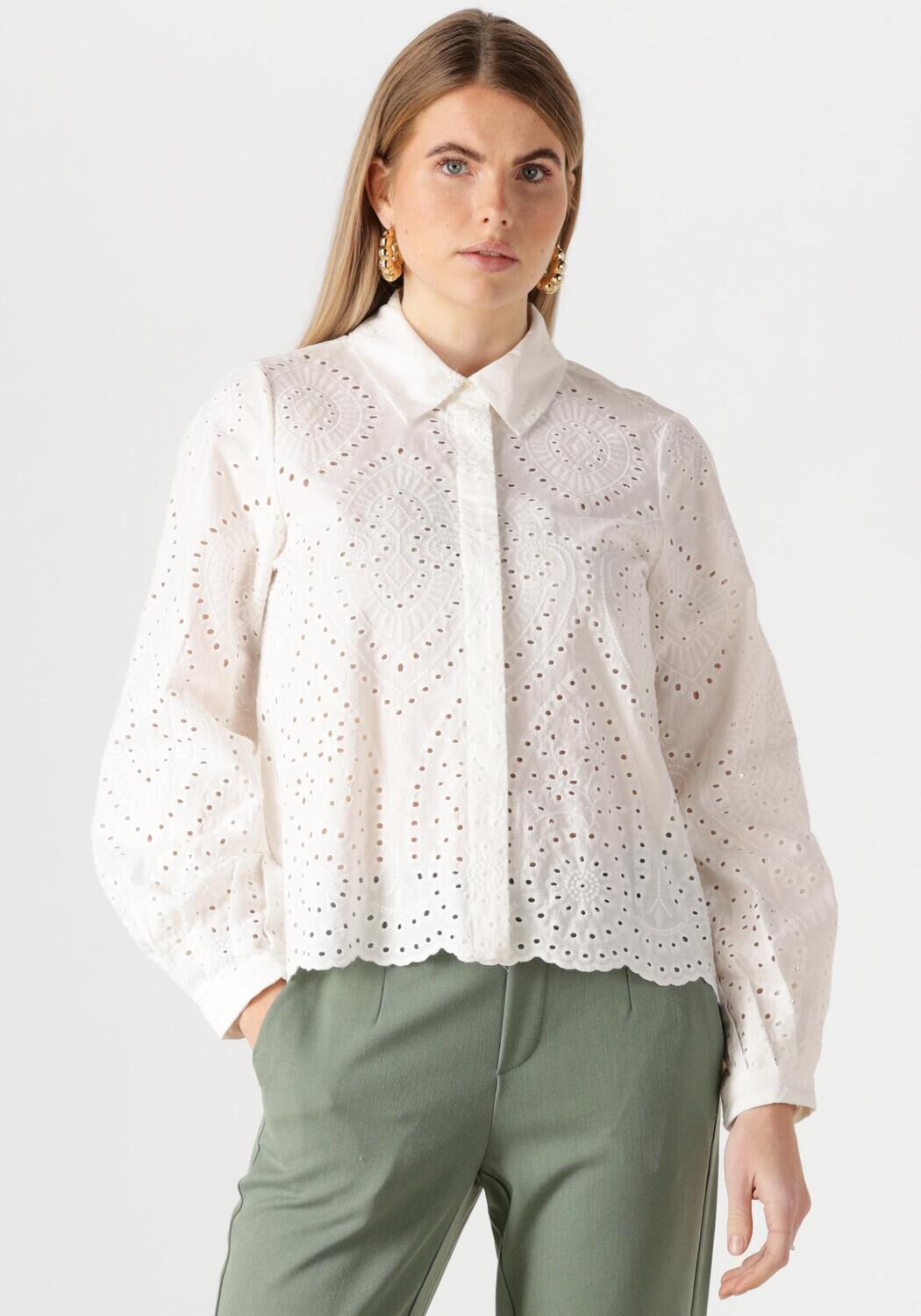 OBJECT Dames Blouses Objbitten L s Re Shirt Wit