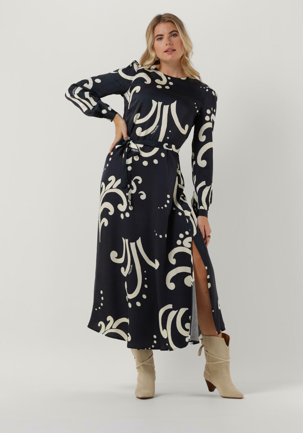 donkerblauwe ottod ame maxi jurk abito da4629