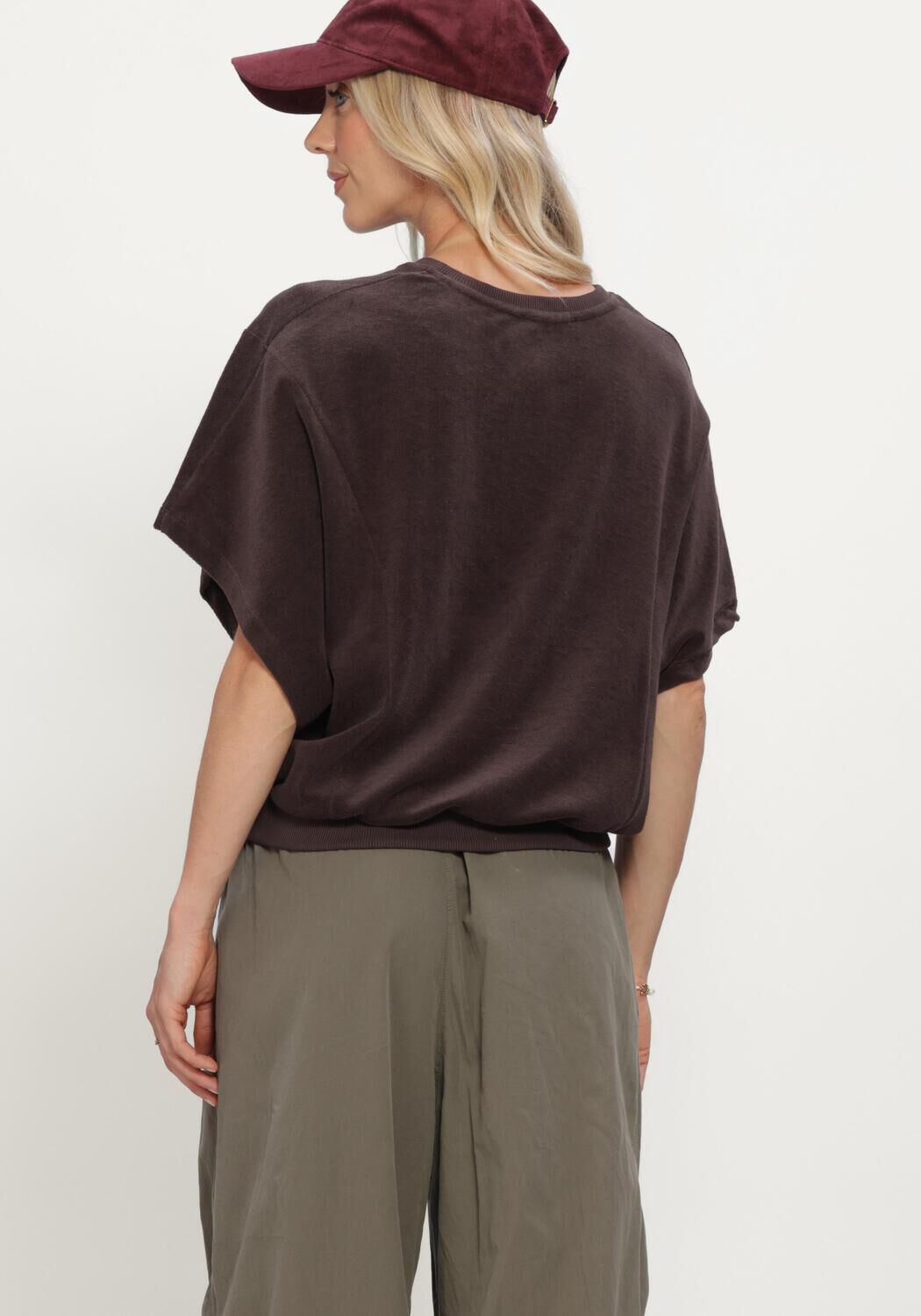 Bruine BY-BAR Top NUKI SLUB TOP - large