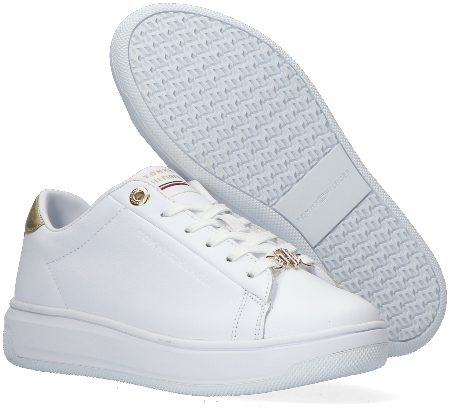 metallic leather cupsole trainers