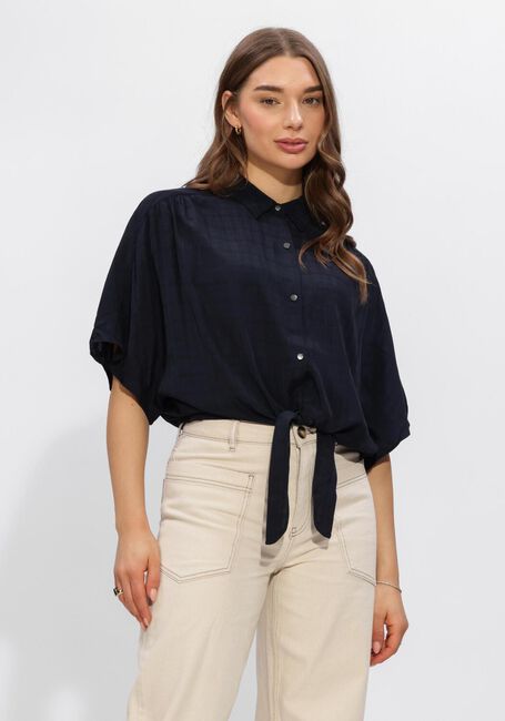 Donkerblauwe ANOTHER LABEL Blouses ALBATHYLLE CHECK SHIRT S/S - large