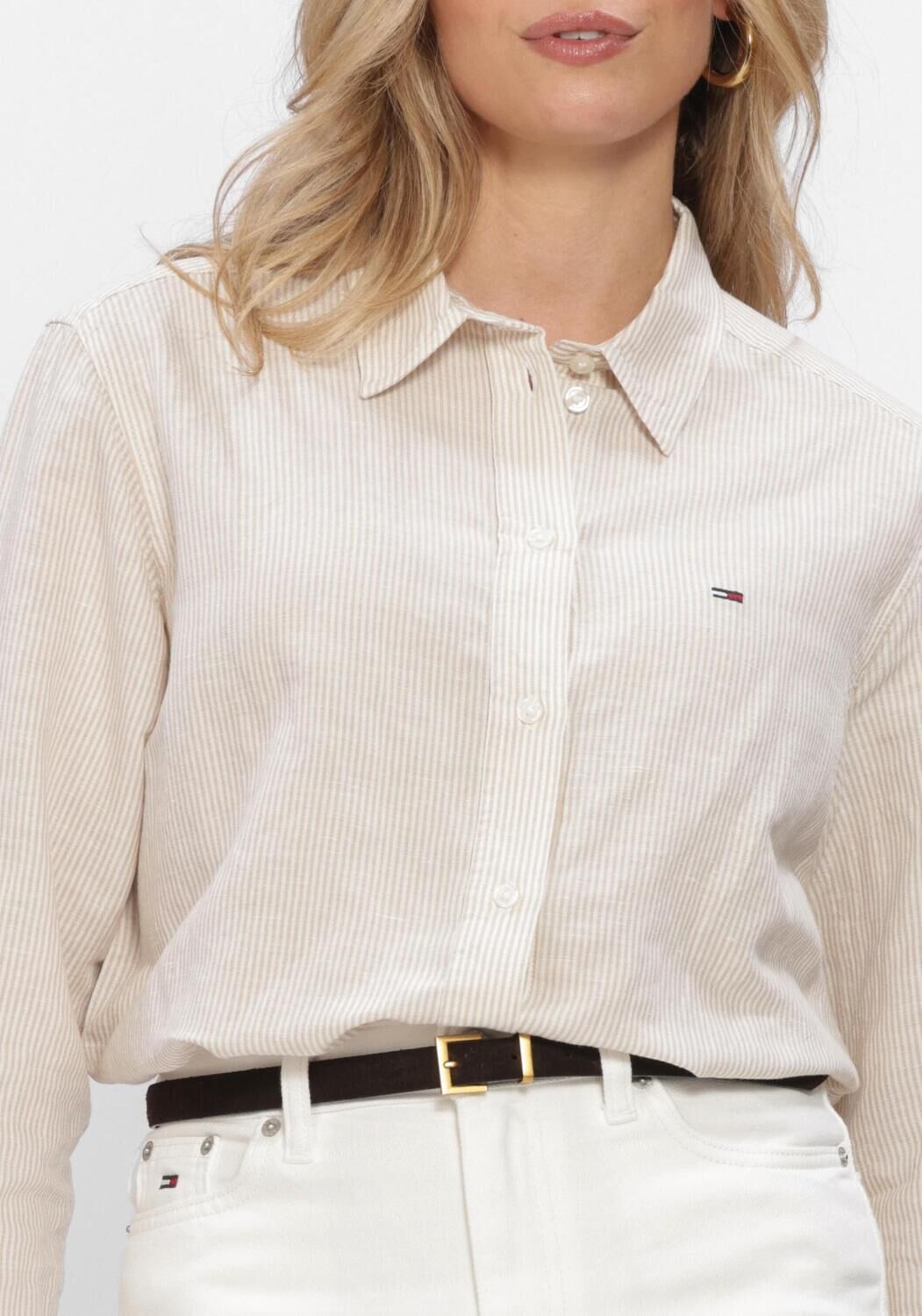 Beige TOMMY JEANS Blouses TJW RLX LINEN SHIRT - large