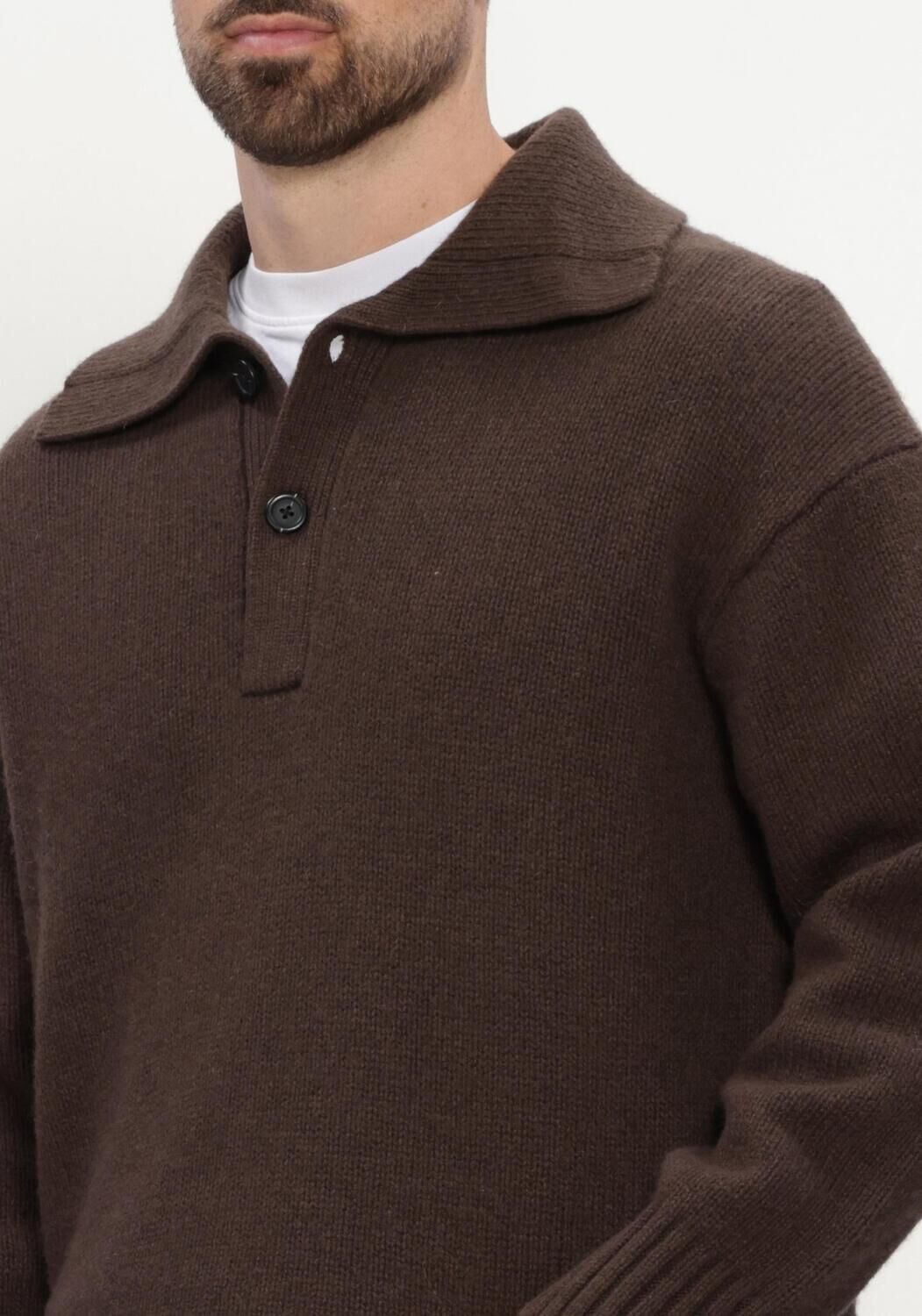 Bruine SELECTED MEN Polo SLMCODY LS KNIT POLO COLLAR - large