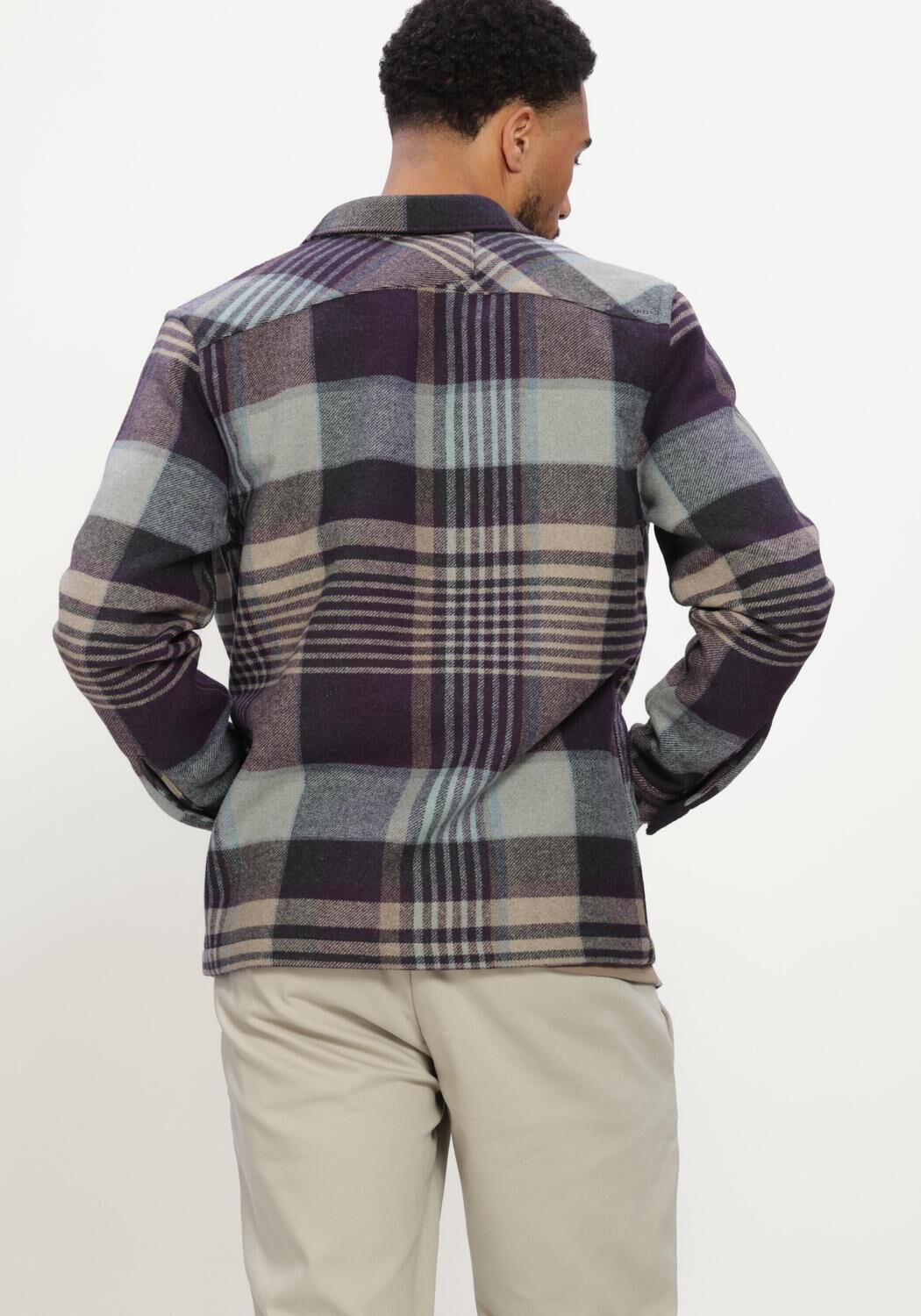 Multi CAST IRON Overshirt LONG SLEEVE SHIRT WOOL BLEND CHECK - large