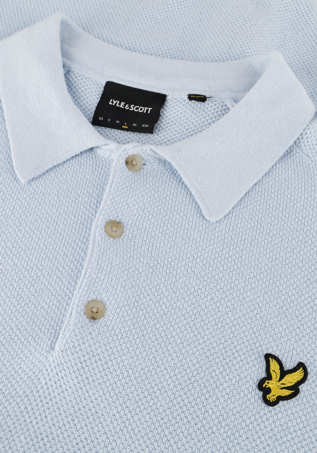 Lichtblauwe LYLE & SCOTT Polo LINEN BLEND KNITTED POLO - large