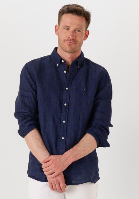 Donkerblauwe TOMMY HILFIGER Casual overhemd PIGMENT DYED LI SOLID RF SHIRT - large