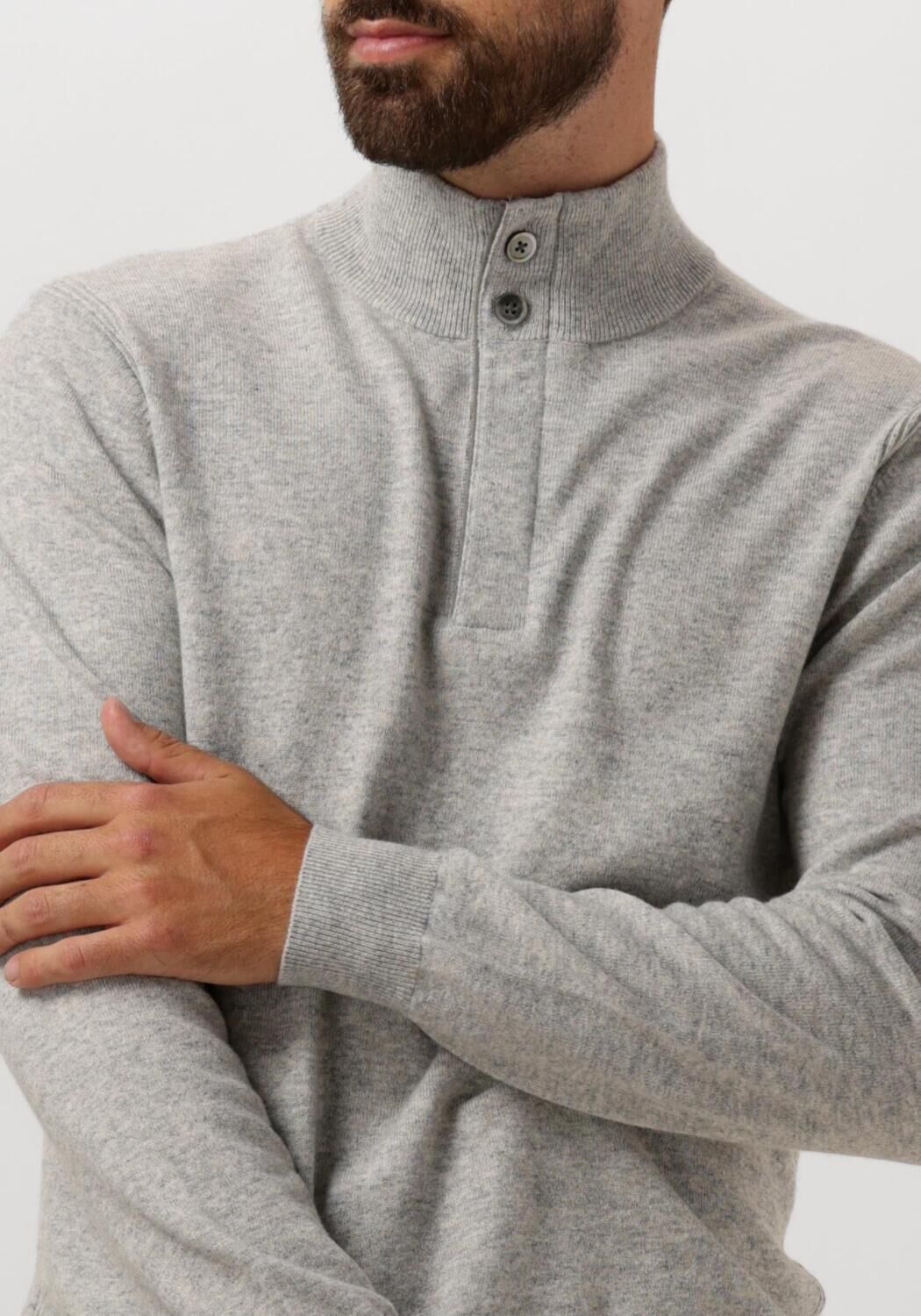 PROFUOMO Heren Truien & Vesten Pullover Half Zip Button Grijs