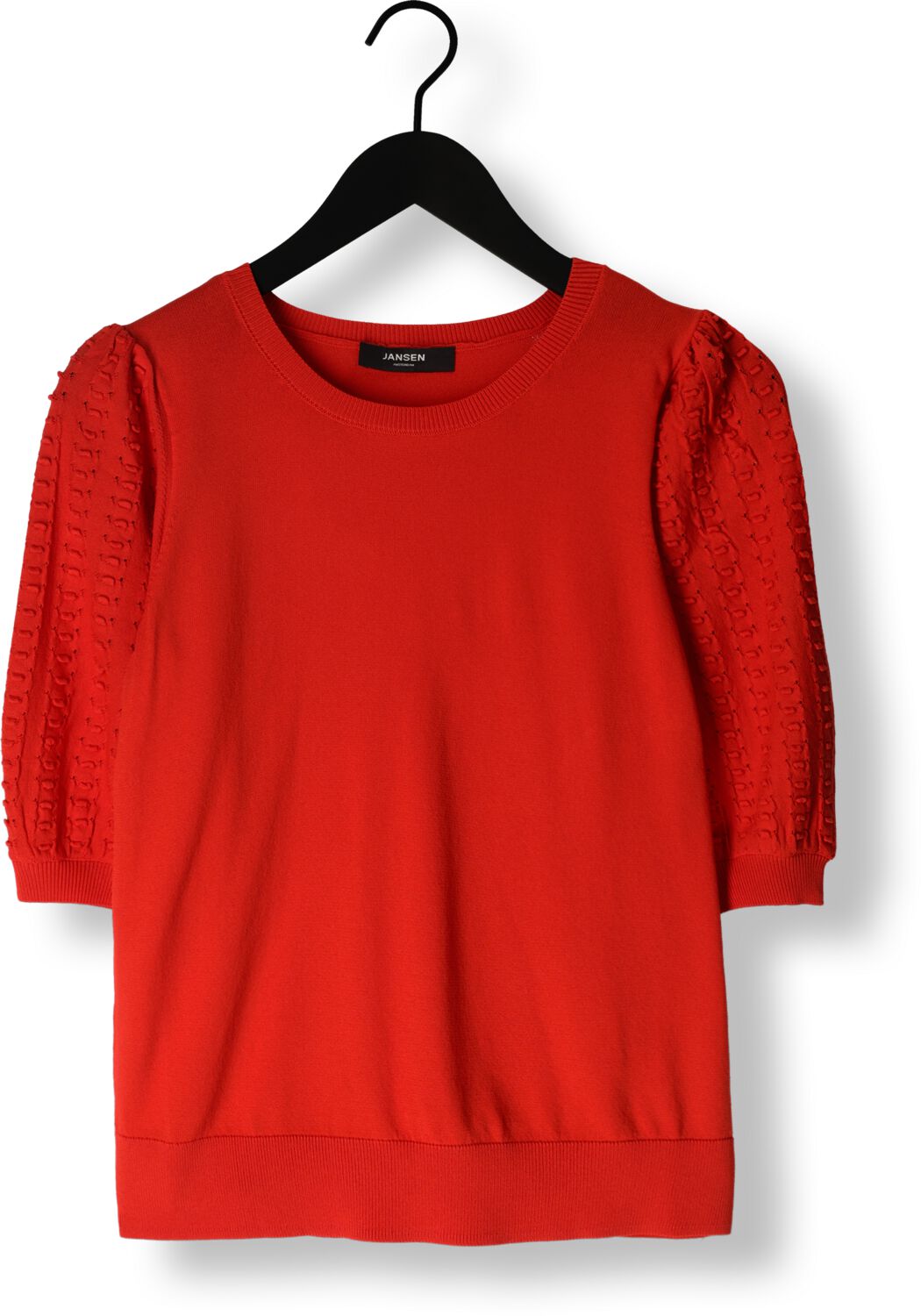 JANSEN AMSTERDAM Dames Tops & T-shirts K136 Knitted Top 3 4 Puffed Sleeve Oranje
