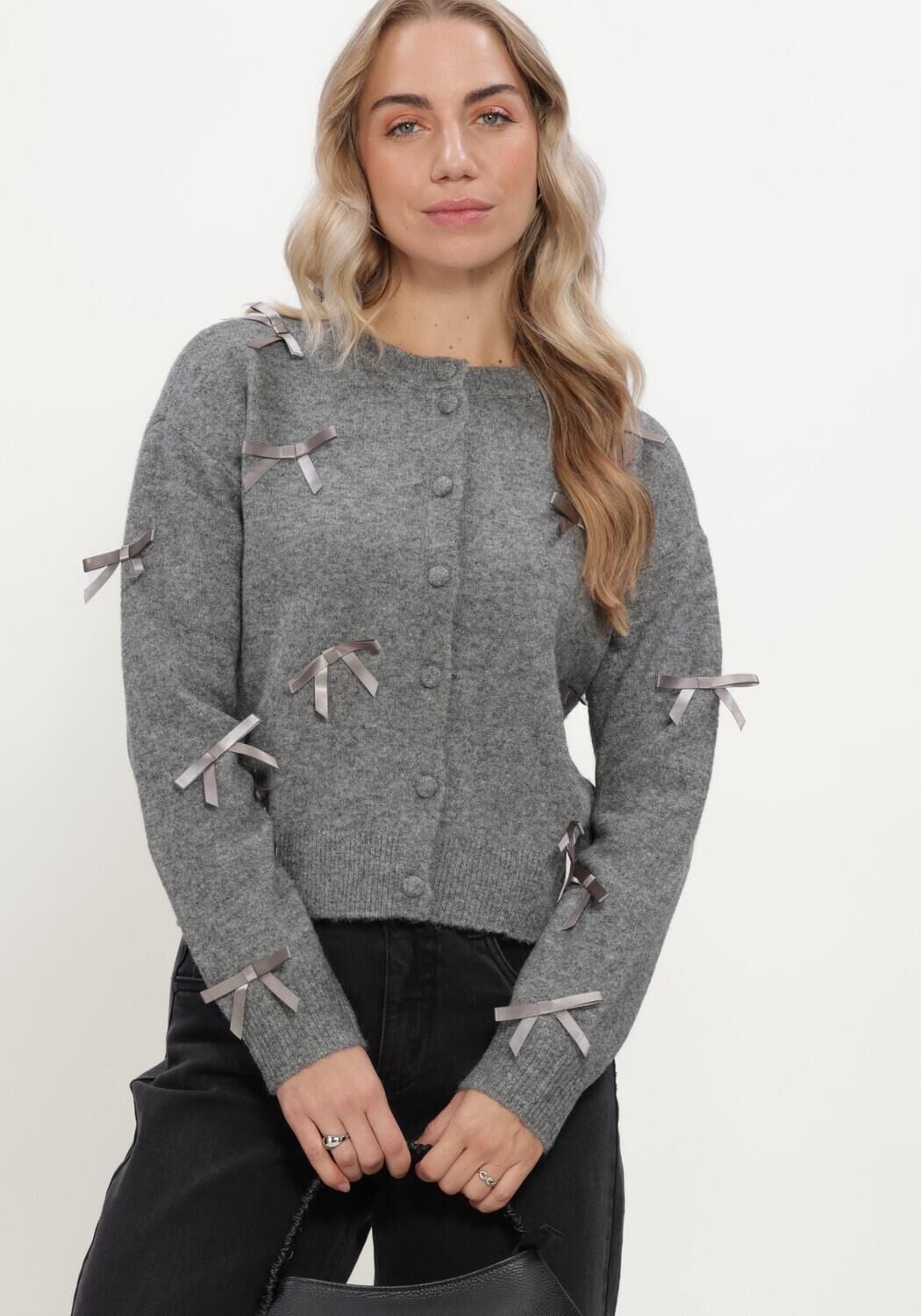 Yas Dames Truien & Vesten Yasfrilo Ls Bow Knit Cardigan - Grijs, foto 4