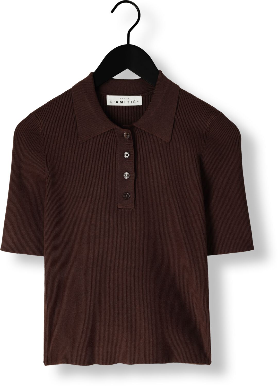 HAUTE L'AMITIÉ Dames Tops & T-shirts Piccolo Ss Polo Rib Knit Bruin
