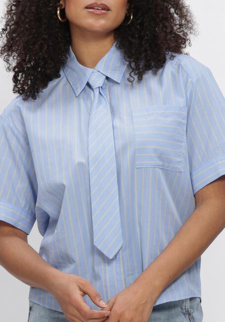 Blauwe CO'COUTURE Blouses SIMOCC STRIPE SS TIE SHIRT - large