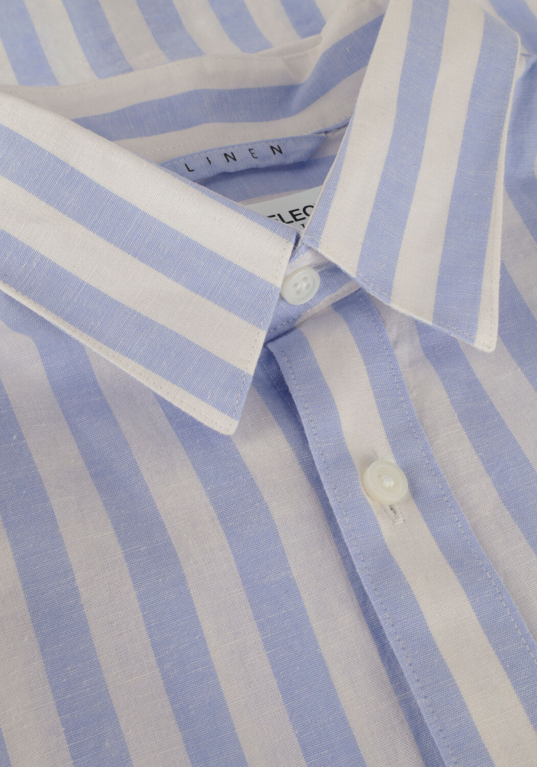 Blauwe SELECTED MEN Casual overhemd SLHSLIMNEW-LINEN SHIRTS SS CLASSIC W - large