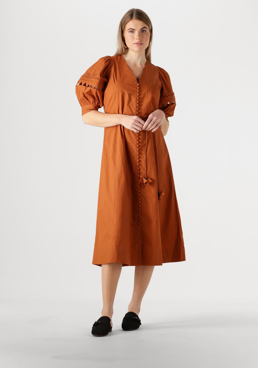 SCARLETT POPPIES Dames Jurken Fleuretta Midi Dress Bruin