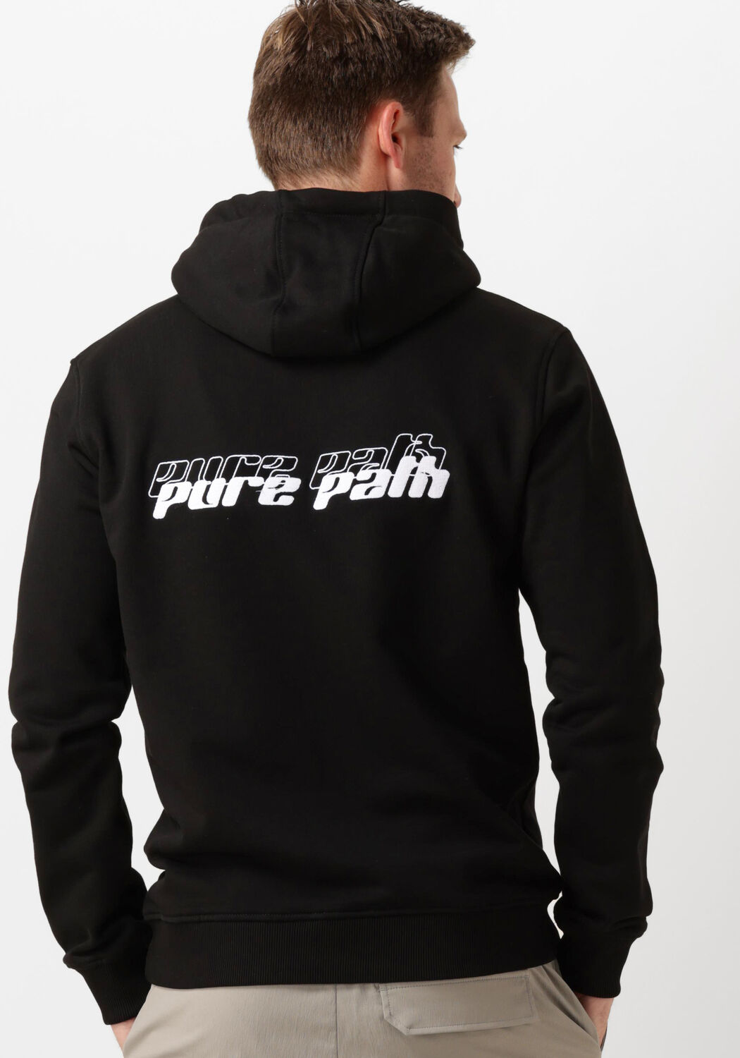 PURE PATH Heren Truien & Vesten Regular Fit Sweaters Hoodie302 Zwart
