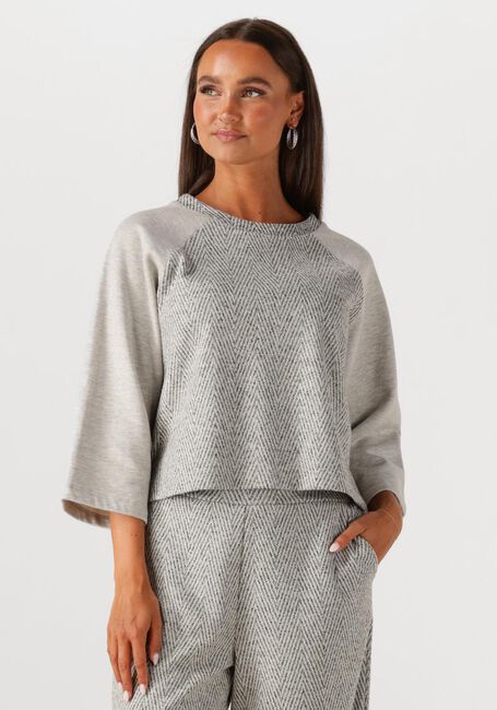 Grijze SUMMUM Top SHORTSLEEVE HARRINGBONE TOP - large