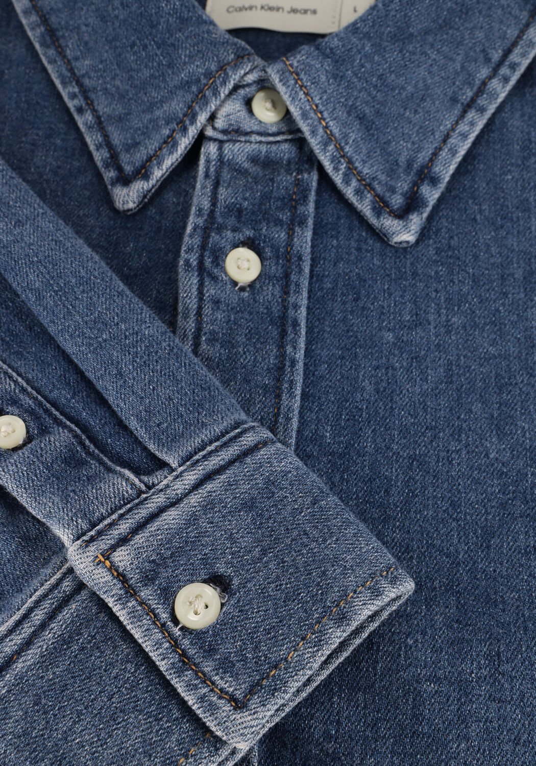 Donkerblauwe CALVIN KLEIN Overshirt SLIM DENIM SHIRT - large