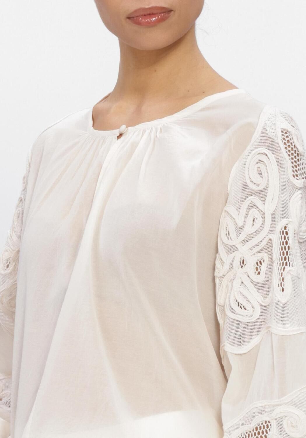 Gebroken wit DANTE6 Blouses ULALA EMBROIDERED BLOUSE - large