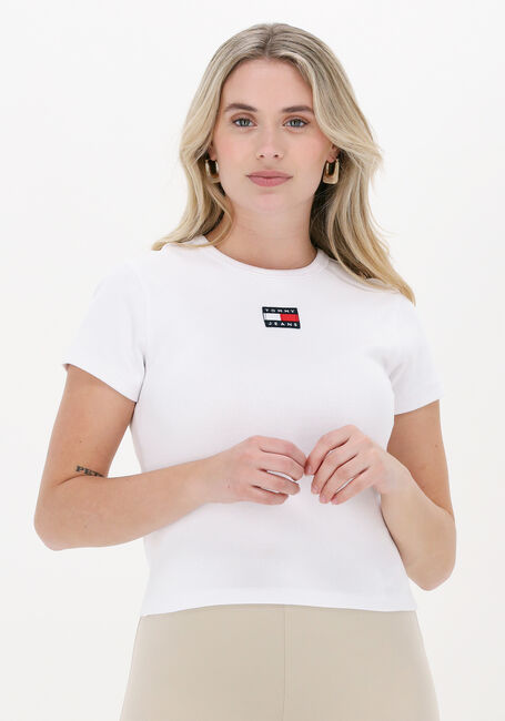 Witte TOMMY JEANS T-shirt TJW BABY CROP RIB CENTER BADGE - large