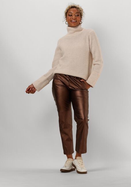 Beige SELECTED FEMME Trui SLFSIA RAS LS KNIT HIGH NECK - large
