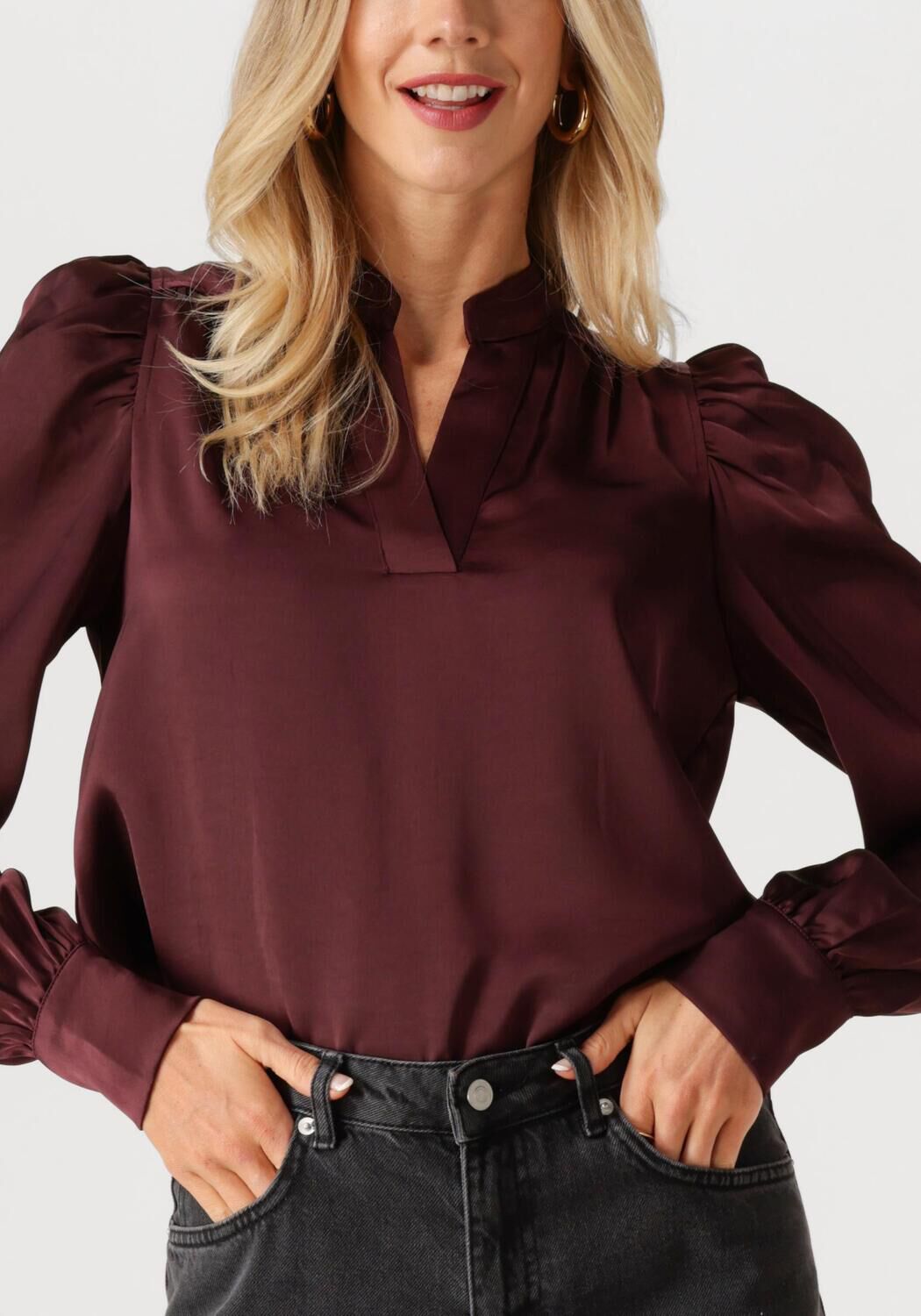 NEO NOIR Dames Blouses Rosslyn Heavy Sateen Blouse Bordeaux