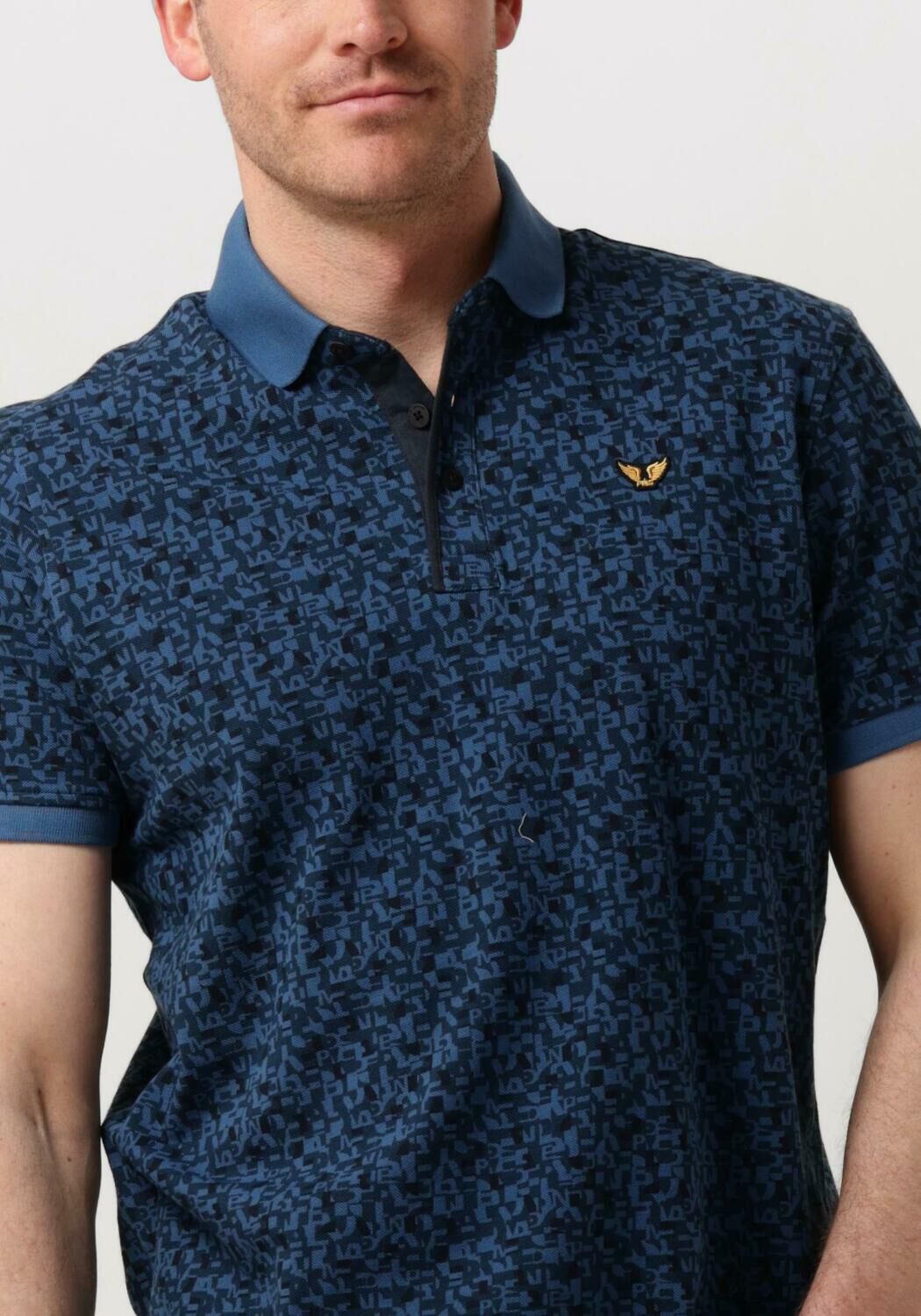 PME LEGEND Heren Polo's & T-shirts Short Sleeve Polo Fine Pique All Over Print Blauw