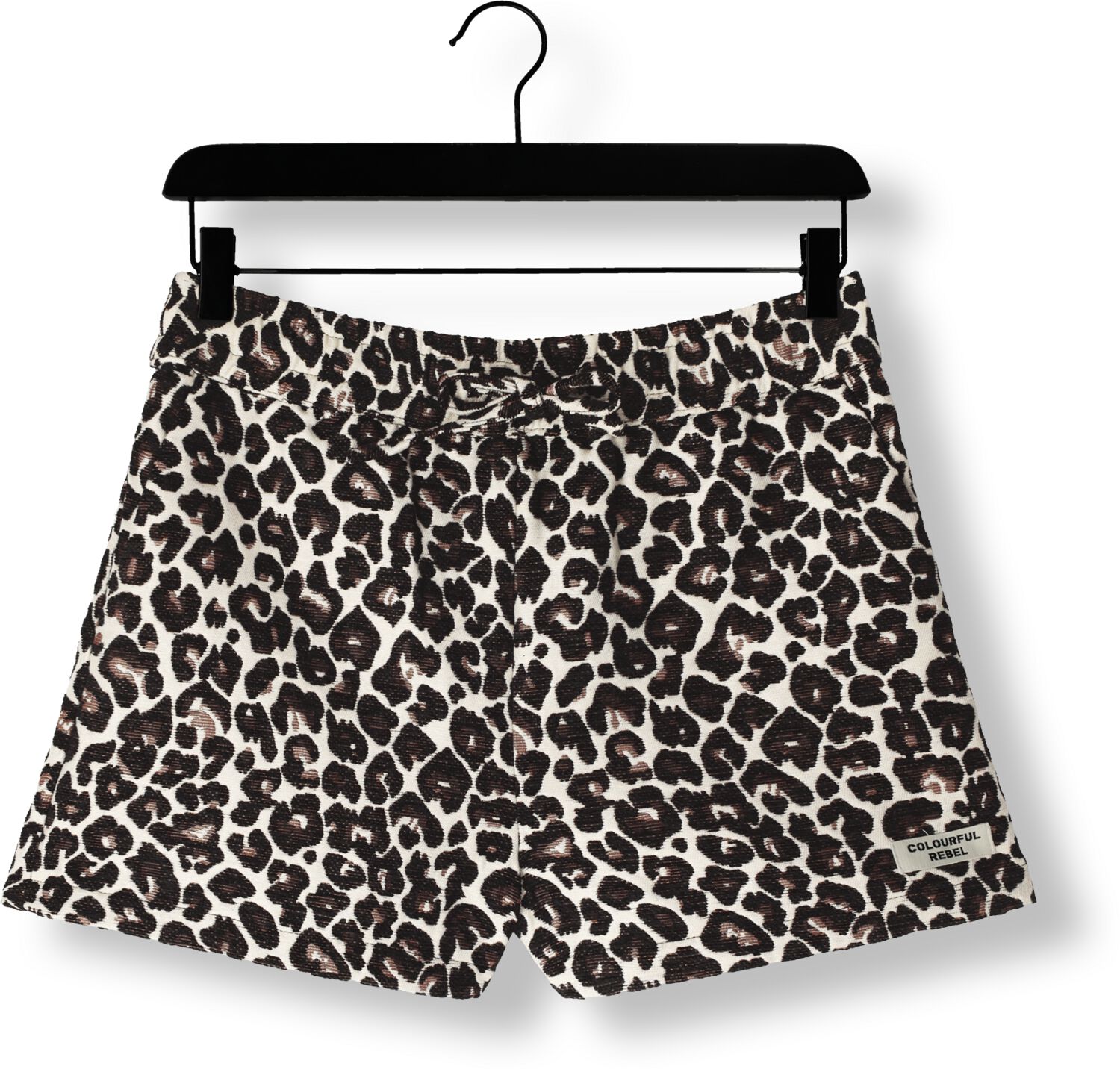 COLOURFUL REBEL Dames Broeken Florence Leopard Jacquard Short Bruin