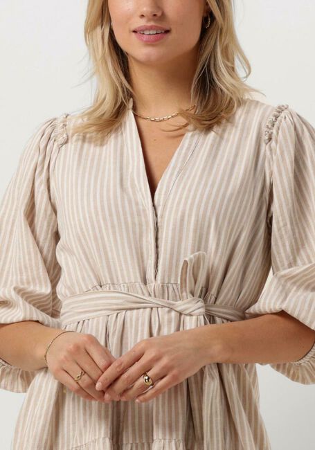 Witte SELECTED FEMME Mini jurk SLFHILLIE 3/4 STRIPED SHORT LINEN DRESS - large