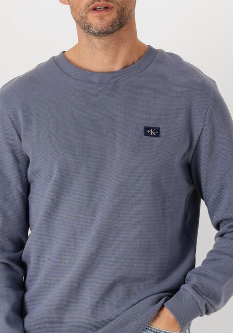 Blauwe CALVIN KLEIN Trui WOVEN LABEL WAFFLE LS TEE - large